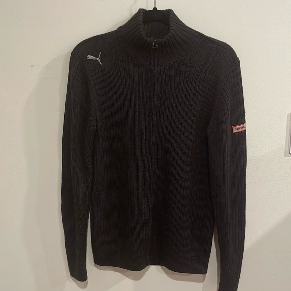 PUMA Zip Down Wool Ribbed Sweater